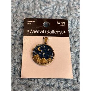 Metal Gallery Charm Pendant Mountains Crescent Moon Stars Enjoy the Journey New